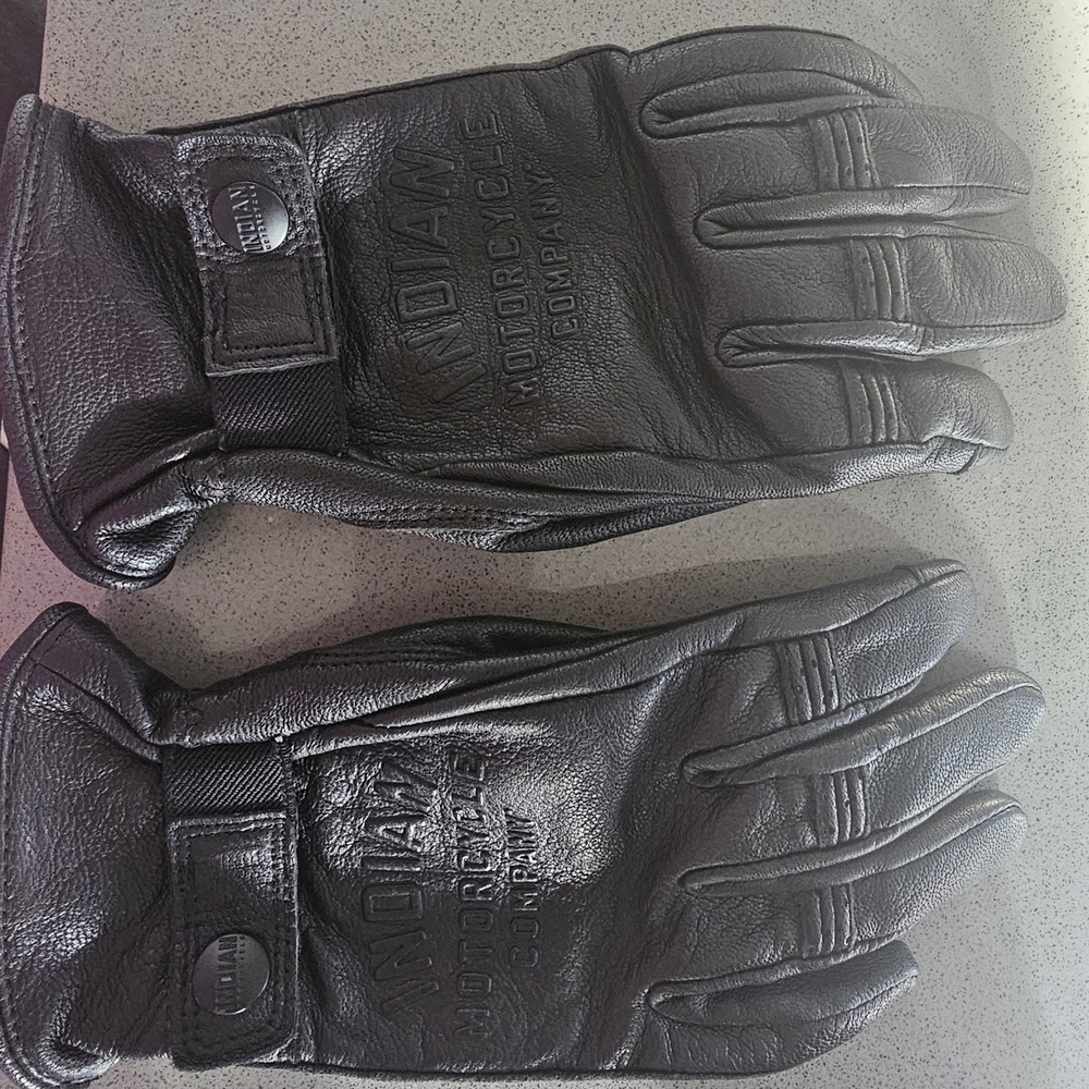 Indian Motorcycle Black Leather Gloves